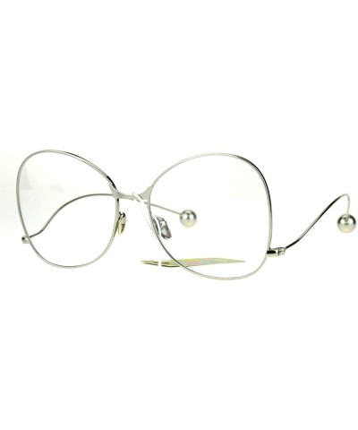 Butterfly Womens Fashion Clear Lens Glasses Metal Low Curved Temple Ball Tip - Silver - CW186NULEUE $8.28