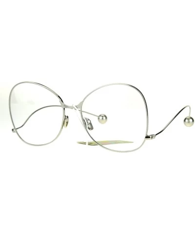 Butterfly Womens Fashion Clear Lens Glasses Metal Low Curved Temple Ball Tip - Silver - CW186NULEUE $19.15