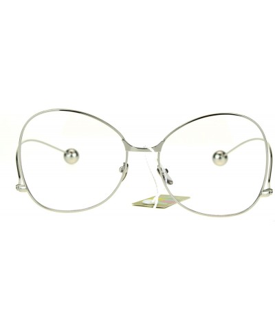 Butterfly Womens Fashion Clear Lens Glasses Metal Low Curved Temple Ball Tip - Silver - CW186NULEUE $8.28