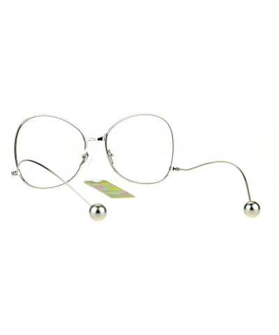 Butterfly Womens Fashion Clear Lens Glasses Metal Low Curved Temple Ball Tip - Silver - CW186NULEUE $8.28