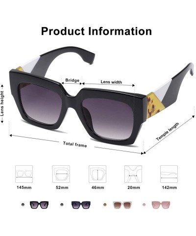 Sport Thick Oversized Square Sunglasses for Women Vintage Shades IMAGINE SJ2122 - C1 Black Frame/Gradient Grey Lenses - CU198...