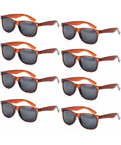 Round 8 Packs Wholesale Neon Colors 80's Retro Sunglasses Bulk for Adult Party Supplies - 8 Pack Brown - CI196HCWQXA $11.56