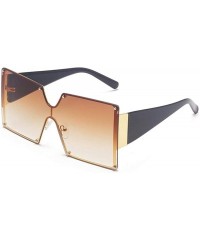 Sport Large frame female conjoined sunglasses fashion windproof color sunglasses-Gradient tea - CH197ZGDNOQ $21.01