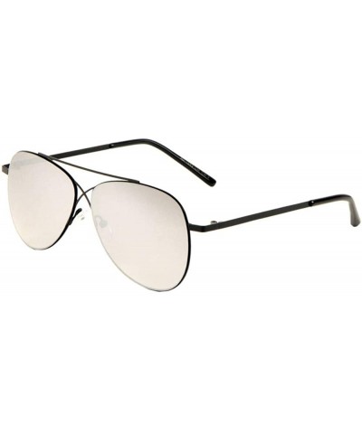 Aviator Rimless Round Aviator Crossed Bridge Color Mirror Sunglasses - Silver - CC197N4T8IR $12.66