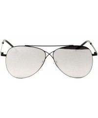 Aviator Rimless Round Aviator Crossed Bridge Color Mirror Sunglasses - Silver - CC197N4T8IR $12.66