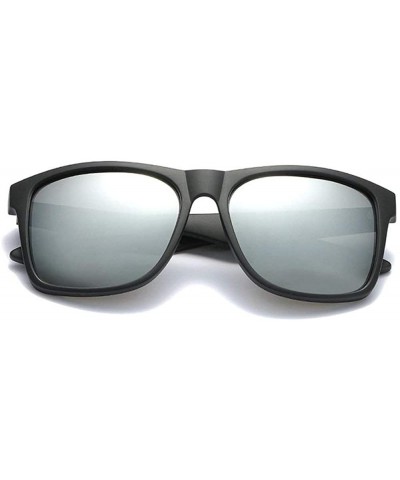 Square Fashion Polarized Sunglasses Brand Designer TR90 Square Frame Men Leisure Driving Mirror - Silver - C618UEGN9GO $13.67
