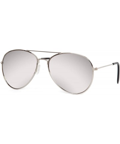 Sport Premium Mirror Aviator Sunglasses w/Soft Case- Silver - CG113N5NN55 $17.08