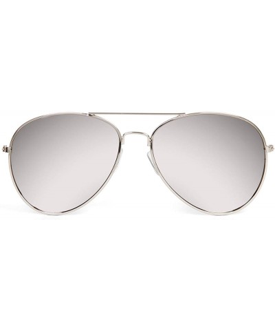 Sport Premium Mirror Aviator Sunglasses w/Soft Case- Silver - CG113N5NN55 $10.85