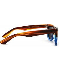 Square Polarized Horned Rim Verona Sunglasses - Clear Blue - CR12DVPOYT5 $35.35