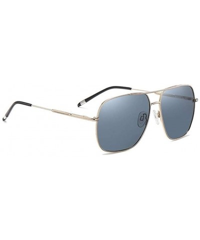 Square Square Polarized Sunglasses for Men Metal Frame Driving Fishing UV400 - C3gold Blue - CD199HU32H5 $25.13