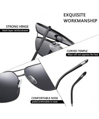 Square Square Polarized Sunglasses for Men Metal Frame Driving Fishing UV400 - C3gold Blue - CD199HU32H5 $13.77