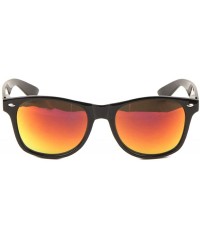Round Classic Glossy Finish Color Mirror Sunglasses - Red - C41985Z4K7U $26.47
