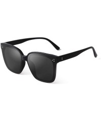 Square Fashion Square Sunglasses for Women Men Oversized Vintage Shades - Black Frame Grey Lens - CL1960XAL8W $21.26