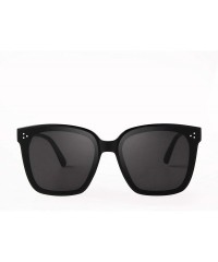 Square Fashion Square Sunglasses for Women Men Oversized Vintage Shades - Black Frame Grey Lens - CL1960XAL8W $22.39
