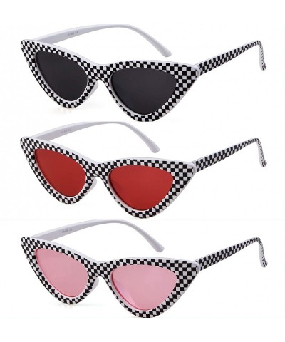 Goggle Retro Vintage Cateye Sunglasses for Women Clout Goggles Plastic Frame Glasses - CK18SER2KOE $15.94