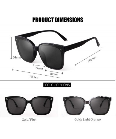 Square Fashion Square Sunglasses for Women Men Oversized Vintage Shades - Black Frame Grey Lens - CL1960XAL8W $21.26