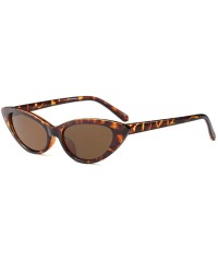 Cat Eye Cat Eye Small Sunglasses Small Narrow Oval Vintage Retro Mini eyewear - Leopard - CJ18DTK374E $11.15