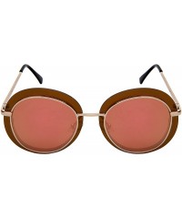 Oval Round Oval Women Sunglasses with Flat Lenses 3179-FLREV - Gold Frame/Pink Mirrored Lens - CI18E6Q6IR3 $8.06