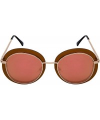 Oval Round Oval Women Sunglasses with Flat Lenses 3179-FLREV - Gold Frame/Pink Mirrored Lens - CI18E6Q6IR3 $8.06