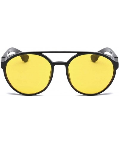 Round Gothic Steampunk Sunglasses For Men Women Uv Protection Sunglasses Full Frame Retro Eyewear Fashion - Yellow - CG18YL3C...