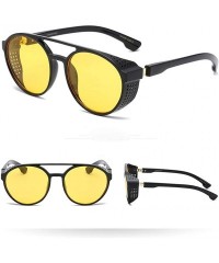 Round Gothic Steampunk Sunglasses For Men Women Uv Protection Sunglasses Full Frame Retro Eyewear Fashion - Yellow - CG18YL3C...