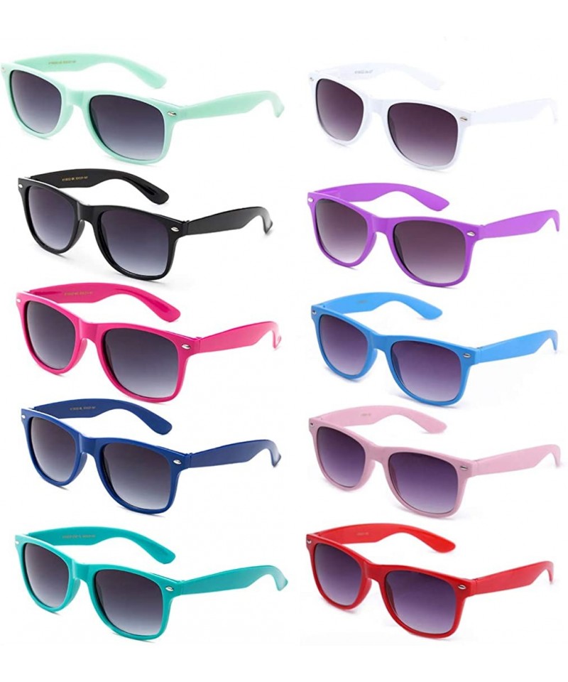 Wayfarer 80's Classic Blue Brothers Horn Rimmed Style Retro Colors Packs Vintage Retro Sunglasses (10 PACK) - CZ117RR1NRZ $18.06