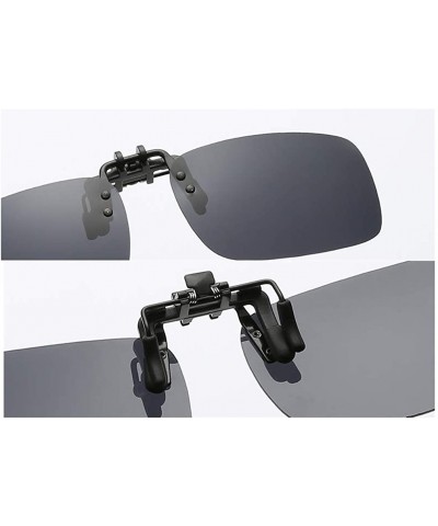 Rectangular Clip On Sunglasses Mens/Womens Flip-Up Polarised Sun Lenses For Driving/Fishing - Color6 - C818OX4YQHG $8.75