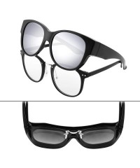 Oversized Oversized Polarized Fit over Sunglasses Over Prescription Glasses for Men and Women - Black/Silver-mirrored - CQ18Y...
