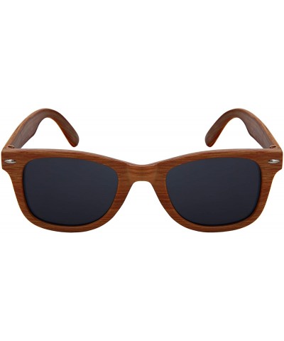Wayfarer Horn Rimmed Wood Pattern Sunglasses Men Women 5401CWD-SD - Bamboo Pattern Frame/Grey Lens - CH18KEN3X2G $7.04