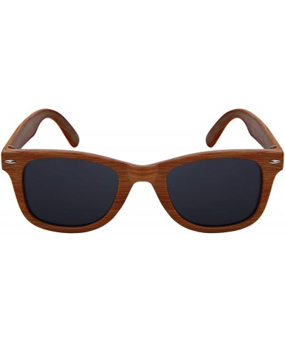 Wayfarer Horn Rimmed Wood Pattern Sunglasses Men Women 5401CWD-SD - Bamboo Pattern Frame/Grey Lens - CH18KEN3X2G $7.04