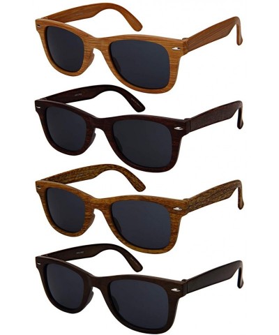 Wayfarer Horn Rimmed Wood Pattern Sunglasses Men Women 5401CWD-SD - Bamboo Pattern Frame/Grey Lens - CH18KEN3X2G $7.04