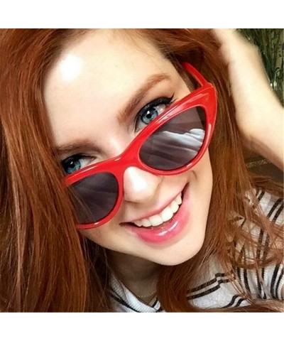 Cat Eye Retro Clout Goggles Vintage Cat Eye Sunglasses Women Glasses Kurt Cobain Trendy Narrow Plastic Frame - C818I5ESRLY $9.47