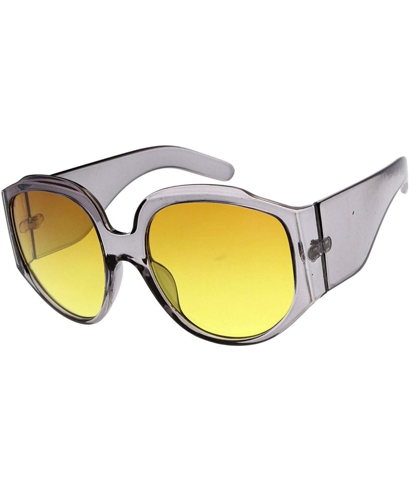 Round Bulky Frame Fashion Round Goggle Style Sunglasses - Orange - CX18UU2M69G $10.10