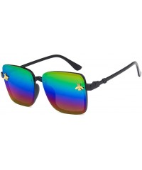 Square Unisex Sunglasses Fashion Bright Black Grey Drive Holiday Square Non-Polarized UV400 - Bright Black Multicolor - CY18R...