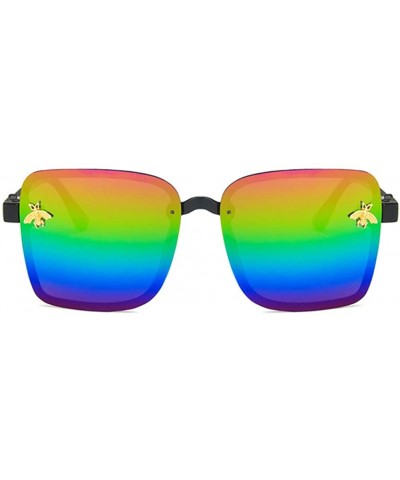 Square Unisex Sunglasses Fashion Bright Black Grey Drive Holiday Square Non-Polarized UV400 - Bright Black Multicolor - CY18R...