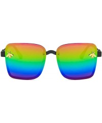 Square Unisex Sunglasses Fashion Bright Black Grey Drive Holiday Square Non-Polarized UV400 - Bright Black Multicolor - CY18R...