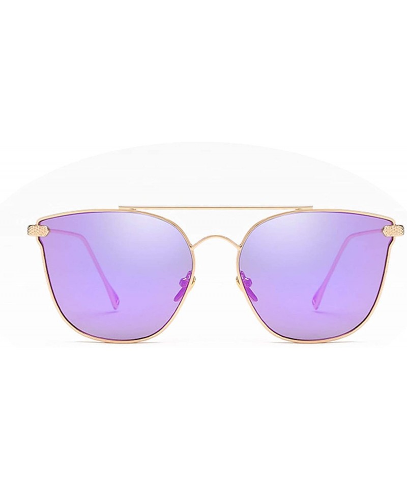 Oval Polarized Sunglasses Protection Fashion Festival - Gold Purple - CM18TNCA65M $17.04