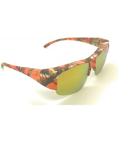 Semi-rimless Over Glasses Sunglasses Polarized Lens for Women Men Semi Rimless Frame Fit Over - Camouflage / Orange - CF18S9K...