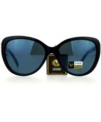 Oversized Rose Metal Jewel Arm Oversize Cat Eye Sunglasses - All Black - CO12EDWWC17 $11.82
