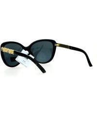 Oversized Rose Metal Jewel Arm Oversize Cat Eye Sunglasses - All Black - CO12EDWWC17 $11.82