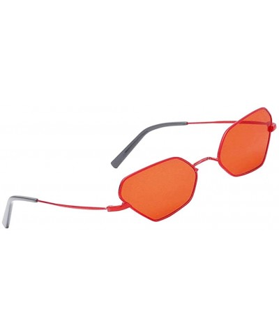 Goggle Sunglasses Small Rectangle Sunglasses Metal Frame Cat Eye Sun Glasses Goggles - Red - CX18QT267U5 $10.32