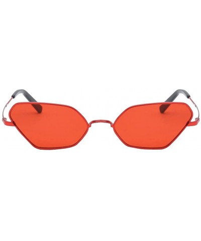 Goggle Sunglasses Small Rectangle Sunglasses Metal Frame Cat Eye Sun Glasses Goggles - Red - CX18QT267U5 $10.32