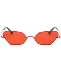 Goggle Sunglasses Small Rectangle Sunglasses Metal Frame Cat Eye Sun Glasses Goggles - Red - CX18QT267U5 $10.32