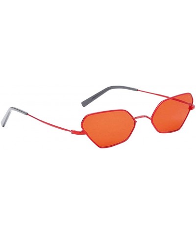 Goggle Sunglasses Small Rectangle Sunglasses Metal Frame Cat Eye Sun Glasses Goggles - Red - CX18QT267U5 $10.32