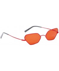 Goggle Sunglasses Small Rectangle Sunglasses Metal Frame Cat Eye Sun Glasses Goggles - Red - CX18QT267U5 $10.32