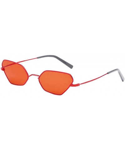 Goggle Sunglasses Small Rectangle Sunglasses Metal Frame Cat Eye Sun Glasses Goggles - Red - CX18QT267U5 $10.32