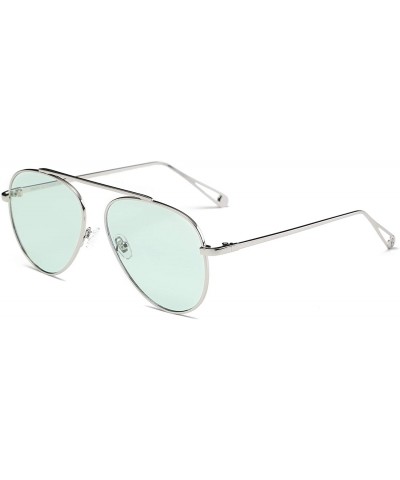Goggle These metal aviator Sunglasses - Silver/Green - C118WQ6Z8Q9 $38.43