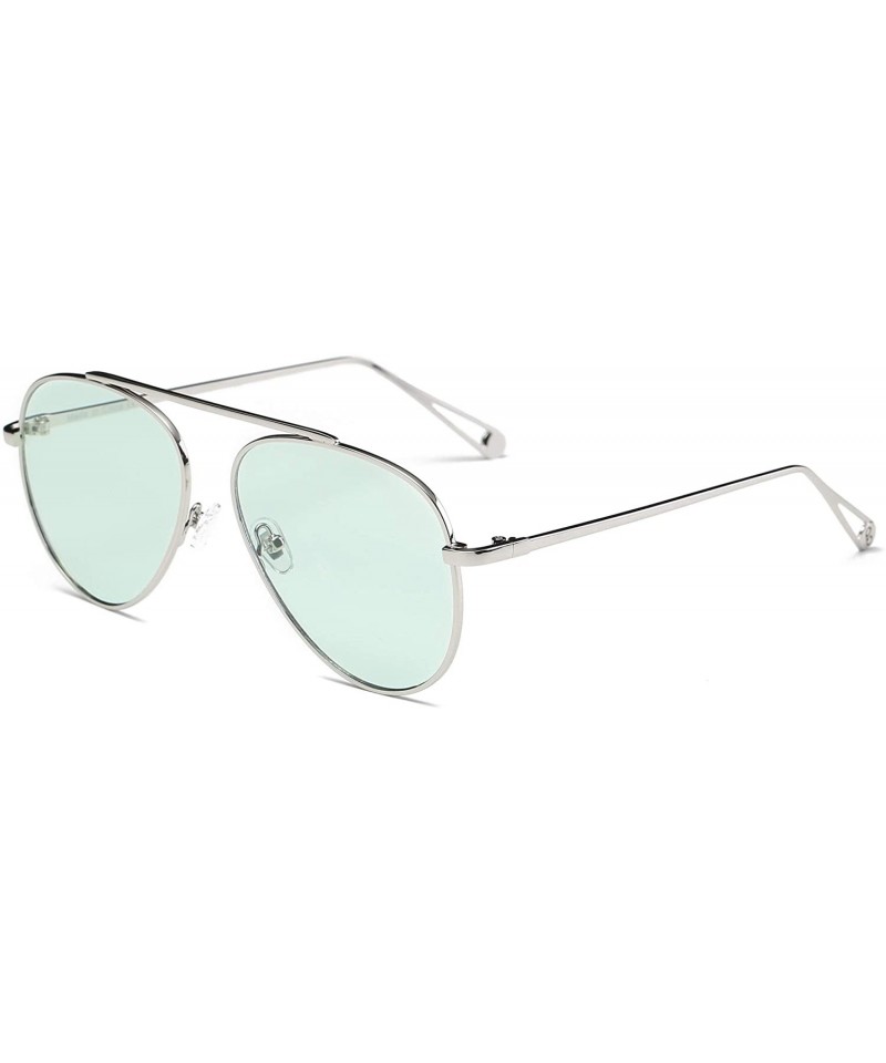 Goggle These metal aviator Sunglasses - Silver/Green - C118WQ6Z8Q9 $24.27