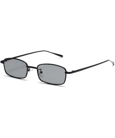 Rectangular Tiny Sunglasses Men Retro Small Rectangle Sun Glasses Women Summer 2018 UV400 - Full Black - CU18E5EEZ4Y $20.02