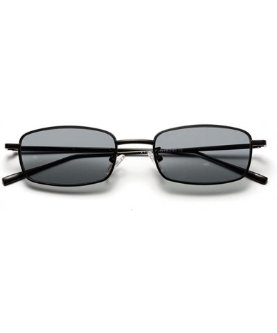 Rectangular Tiny Sunglasses Men Retro Small Rectangle Sun Glasses Women Summer 2018 UV400 - Full Black - CU18E5EEZ4Y $22.10